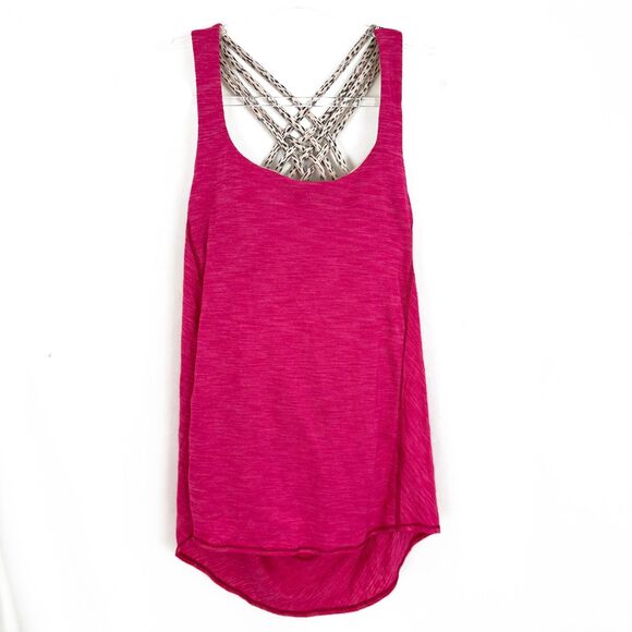LULULEMON Wild Tank 8 Heather Jeweled Magenta Animal Print Attached Bra EUC B79 - Picture 2 of 6
